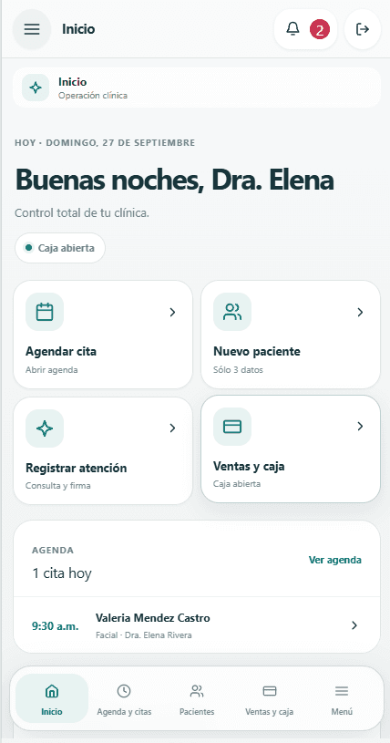 Inicio de Rexpedi en teléfono, con agenda, accesos a atención y navegación adaptada.